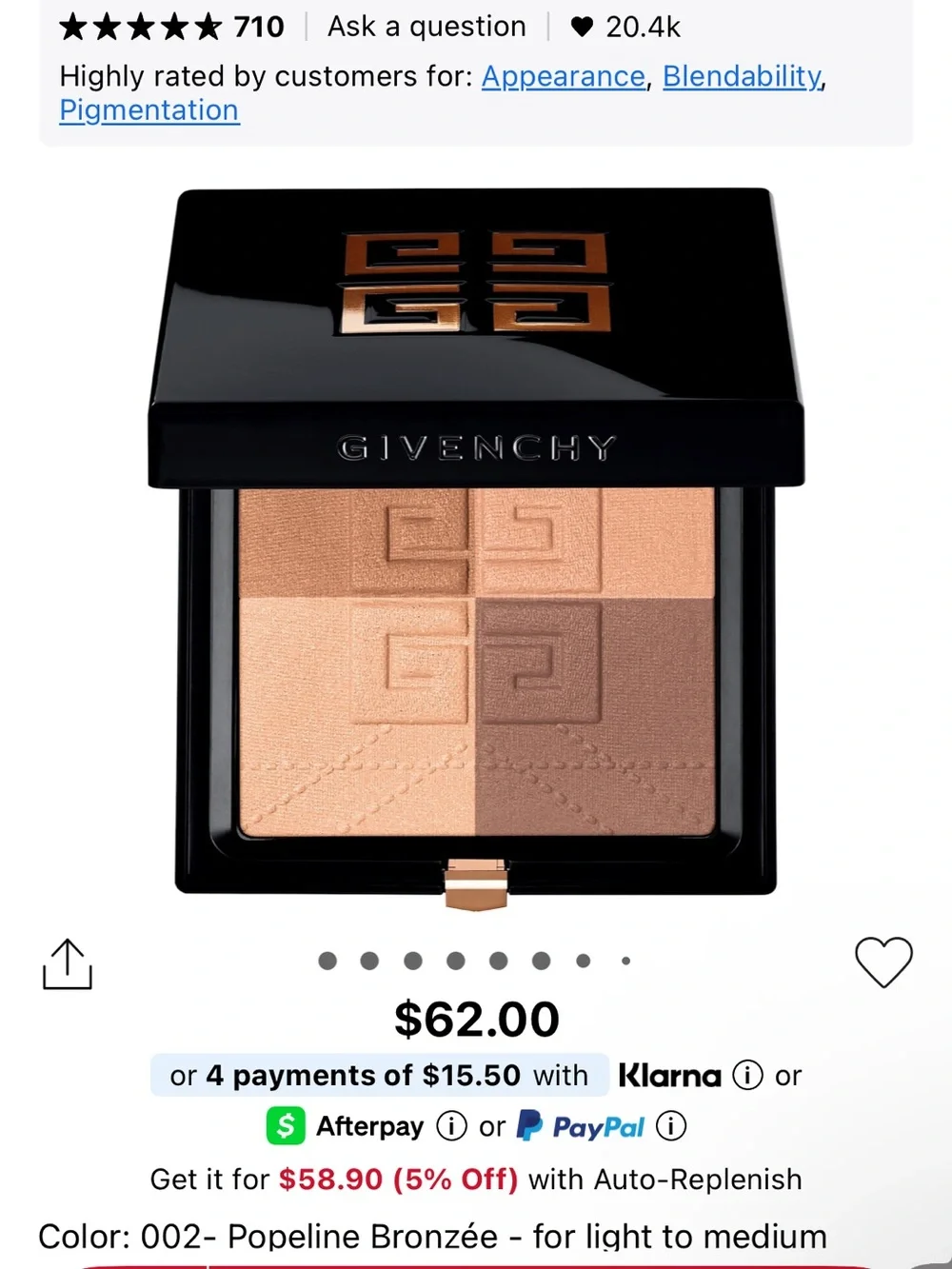 Givenchy Prisme Libre Bronzer Powder – Shade 002 Popeline Bronzée –